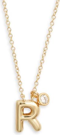 Chelsea28 Goldtone Initial Pendant Necklace in R- Clear- Gold at Nordstrom