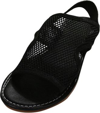 Generic Mesh Shoes Women Casual Breathable Comfort Flat Sandals Large Size Stylish Elastic Strap Walking Summer Shoes Indoor Outdoor