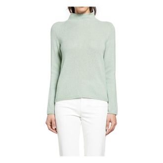 Max Mara Turtlenecks, female, Green, S, Wool and cashmere yarn polo-neck Jumper