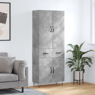 vidaXL Aparador Alto Madera Contrachapada Gris Hormig&oacute;n 69,5x34x180 Cm Vidaxl