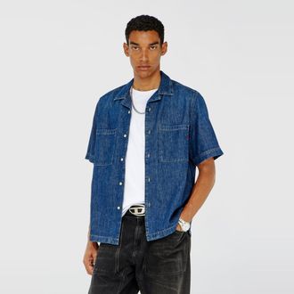 Diesel Bowling shirt in denim - Denim Shirts - Man - Blue