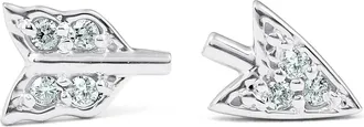 Pompeii3 14k White Gold Arrow Diamond Studs Womens Dainty Fashion Earrings