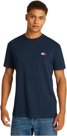 Tommy Jeans Camiseta Slim con Logo - Tops - Hombre - Azul - L