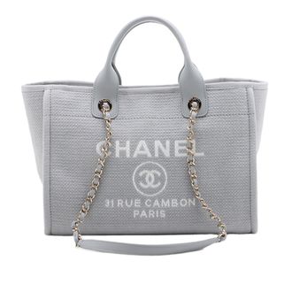 Chanel Pre-owned Womens Small Canvas Deauville Tote - Light Grey Textile - One Size