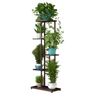OEM Soporte Para Plantas, Dise&ntilde;o Vertical De 5 Niveles, Con Capacidad Para 6 Macetas, Color Marr&oacute;n