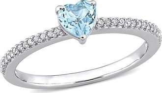 Delmar Heart-Cut Blue Topaz & Diamond Ring at Nordstrom Rack, Size 7