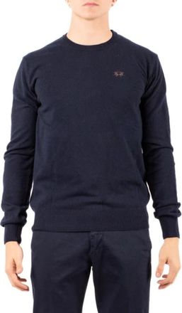 La Martina Mbs 002Yw 146 Ronde hals gebreid - Heren - Ronde hals truien - Blauw - XL - Wol - Truien & Vesten