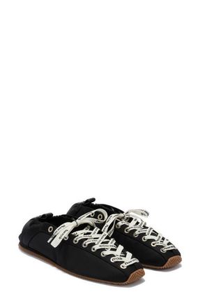 Ganni Lace-Up Ballet Flat in Black at Nordstrom, Size 10Us