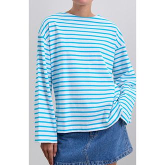 Scalpers Stripes Label Ls Tee in Turquoisestripes at Nordstrom, Size Medium Eu