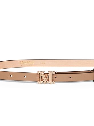 Max Mara Womens Belt Mgraziata Clay Leather Grey Polyamide