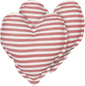 Beliani Beliani - Lote De 2 Cojines Decorativos Fabricados En Algod&oacute;n Rojo Y Blanco Con Motivo De Coraz&oacute;n 45 X 45 Cm Rubia