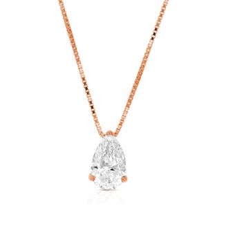 Vir Jewels 1 cttw Pear Lab Grown Diamond Solitaire Pendant Necklace in 14K Gold with Chain For Women