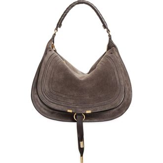 Chlo&eacute; Medium Marcie Suede Shoulder Bag in Kohl Brown at Nordstrom
