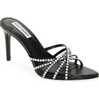 Steve Madden Brinleigh Snake Embossed Strappy Sandal in Black at Nordstrom Rack, Size 8.5