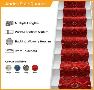 Runrug Stair Runner Carpet for Staircases - Soft & Comfy, 9mm - Andes in Beige | Size: 60 cm x 510 cm