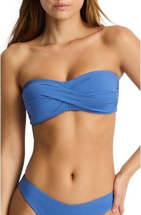 Sea Level Australia Essentials Edit Mid Bikini Bottoms in Denim Blue at Nordstrom, Size 10 Us