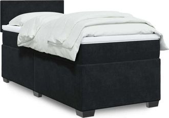 vidaXL Cama Box Spring Con Colch&oacute;n Terciopelo Negro 100x200 Cm Vidaxl