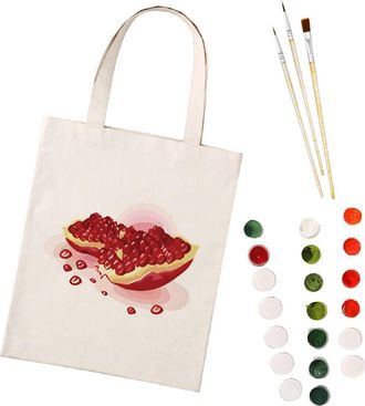 Generic CXINLky Painting by Numbers Canvas Bag, Creative DIY Painting by Numbers Shoulder Bag Handbag with Large Capacity, 18-Pomegranate, Medium