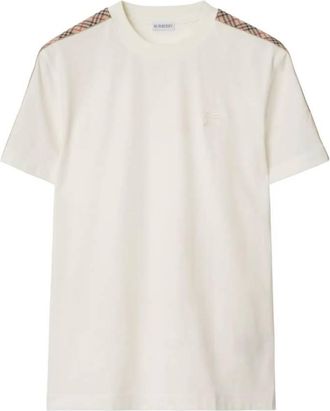 Burberry Check Trim Slim-Fit Cotton T-Shirt, Size Medium