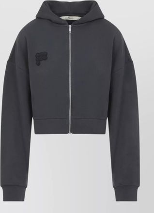 PANGAIA cotton cropped oversized zip up hoodie