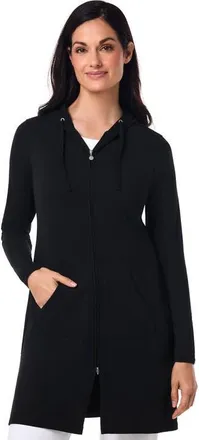 Coolibar Womens Cabana Long Zip-Up Hoodie, UPF 50+ Sun Protection in Black at Nordstrom, Size X-Small