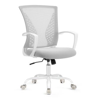 Songmics Silla de malla giratoria con altura ajustable de color gris paloma