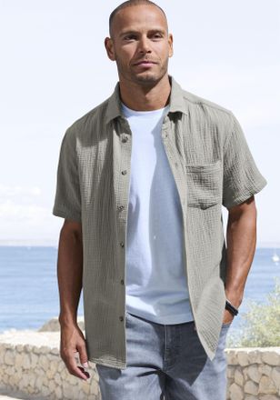 Beach Time Kurzarmhemd BEACHTIME Regular fit, Herren, Gr. XXXL (47/48), N-Gr, gr&uuml;n (salbei), Web, Obermaterial: 100% Baumwolle, unifarben, regular fit, Rundhals,
