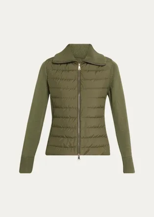Moncler Padded Zip-Up Wool Cardigan