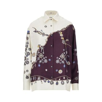 Versace Silk shirt with Stolen Jewels print Woman 46