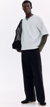 H&M Relaxed Fit Twisted Trousers in Black at Nordstrom, Size Xx-Large