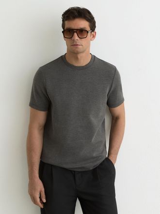 Reiss Grey Premium-interlock Modern-fit T-shirt, Xxl