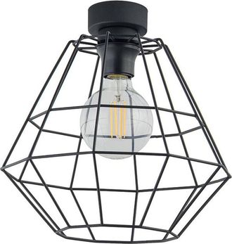 Luminosa Light Designs TK Diamond Lámpara de techo semiempotrada con marco de alambre, color negro, 1 bombilla E27