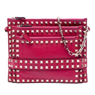 Valentino Pre-owned Studded Crossbody Bag - Dames - Pre-owned - Roze - Maat: ONE Size Leer