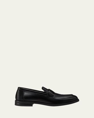 Stuart Weitzman Mens Club Brushed Leather Slip-On Loafers