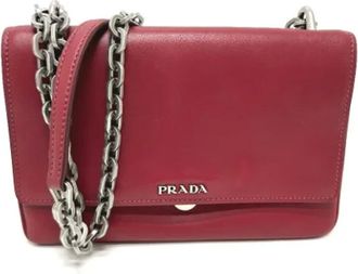 Prada Pre-owned Shoulder Bags, female, Red, Size: ONE SIZE Pre-owned Leather prada-bags