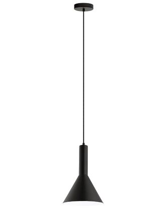 Eglo Eglo Canalello 1 Light Pendant With Matte Black Finish & Black With White Interior Metal Shade