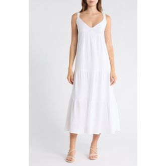 Steve Madden Elianna Sleeveless Midi Dress in White at Nordstrom, Size X-Large