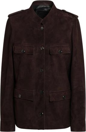 Prada Suede Jas - Dames - Zomerjassen - Bruin - S - Leer - Jassen