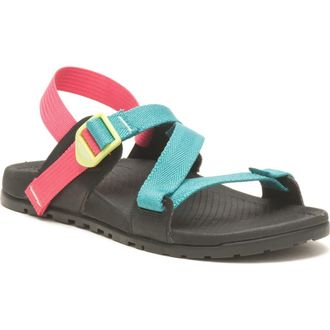 Chaco Lowdown Sandal in Meadow Teal/Pink at Nordstrom, Size 6