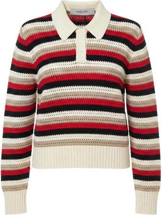 Golden Goose Tops, Dames, Veelkleurig, S, Katoen, Gestreepte gehaakte poloshirt