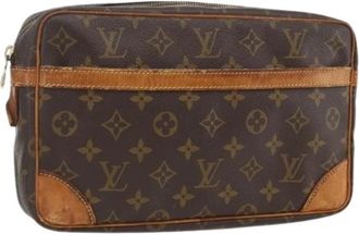 Louis Vuitton Pre-owned Compiegne 28 Clutch - Dames - Vintage Clutch - Bruin - ONE Size - Leer - Vintage