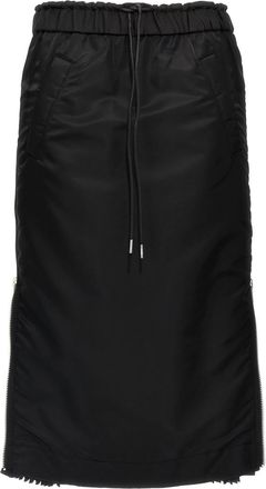 sacai Black Pleated insert skirt