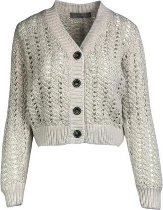 D.exterior Gebreid Vest met Open Werk - Dames - Vesten - Wit - M - Truien & Vesten