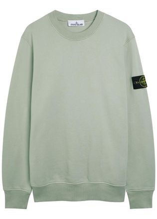 Stone Island Logo Cotton Sweatshirt - Sage - XL