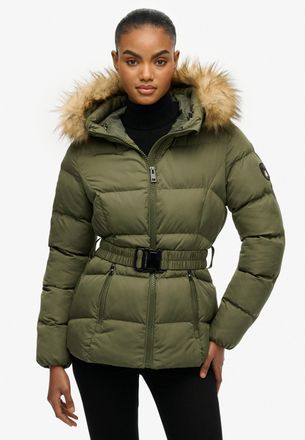 Superdry Steppjacke SUPERDRY FUJI BELTED PUFFER, Damen, Gr. XXL, beetle gr&uuml;n, Web, Obermaterial: 100% Polyester, unifarben, regular fit normal, Jacken Steppjac