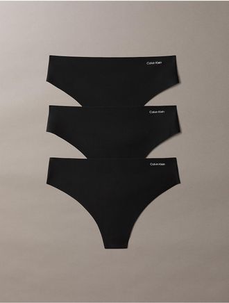 Calvin Klein Womens Invisibles 3-Pack Thong - Black - XL