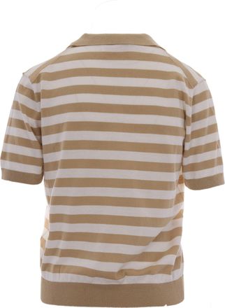 MC2 Saint Barth Womens Polo Evonne Beige Striped Multicolour Cotton Tops