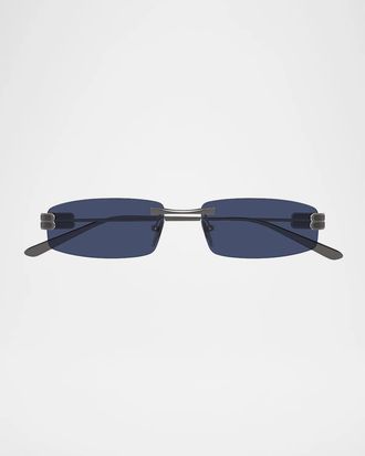 Gucci Men & apos;s BB0488S Gossip Rimless Metal Rectangular Sunglasses