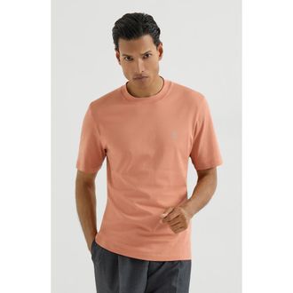 Brunello Cucinelli Jersey T-shirt with logo in Apricot at Nordstrom, Size Xxx-Large Eu