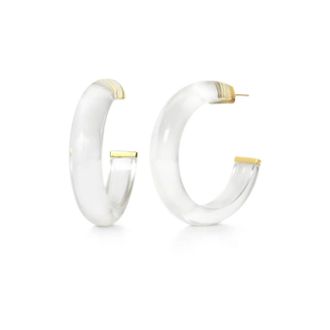 Gold & Honey Womens Medium Illusion Hoop Earrings In Clear